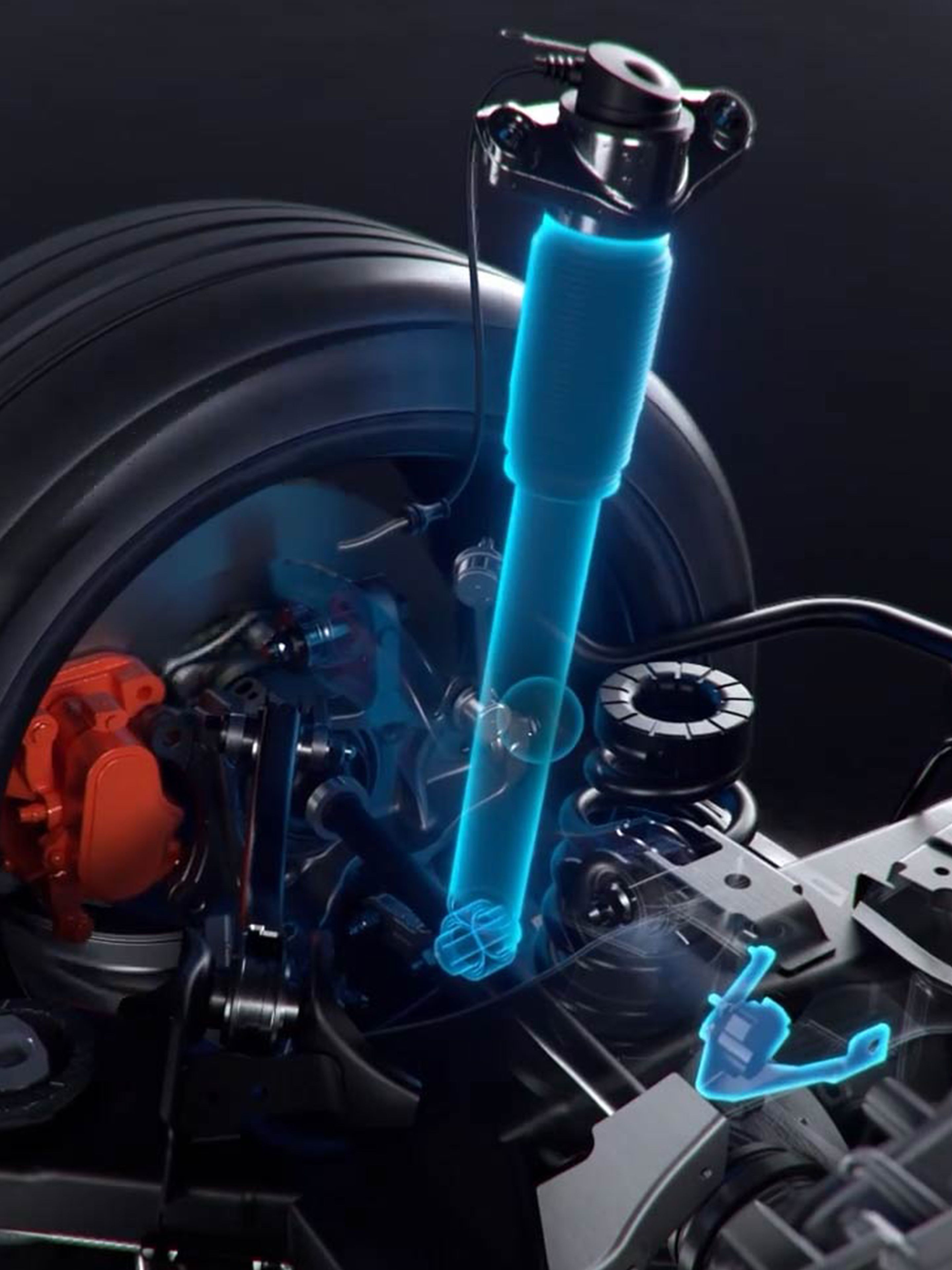 A Hyundai IONIQ 6 N adaptív felfüggesztése közeli képen, az innovatív kialakítás jó példájaként.